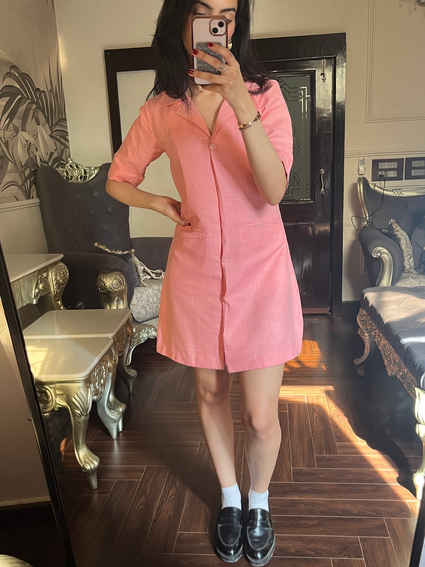 Rosette Linen Dress