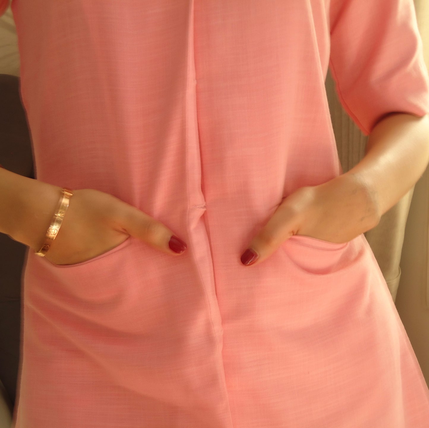 Rosette Linen Dress