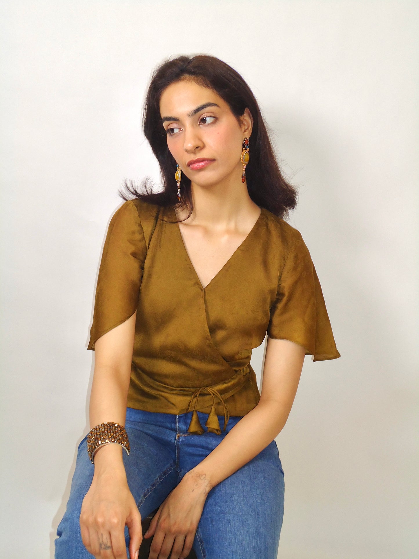 Olive Wrap Top