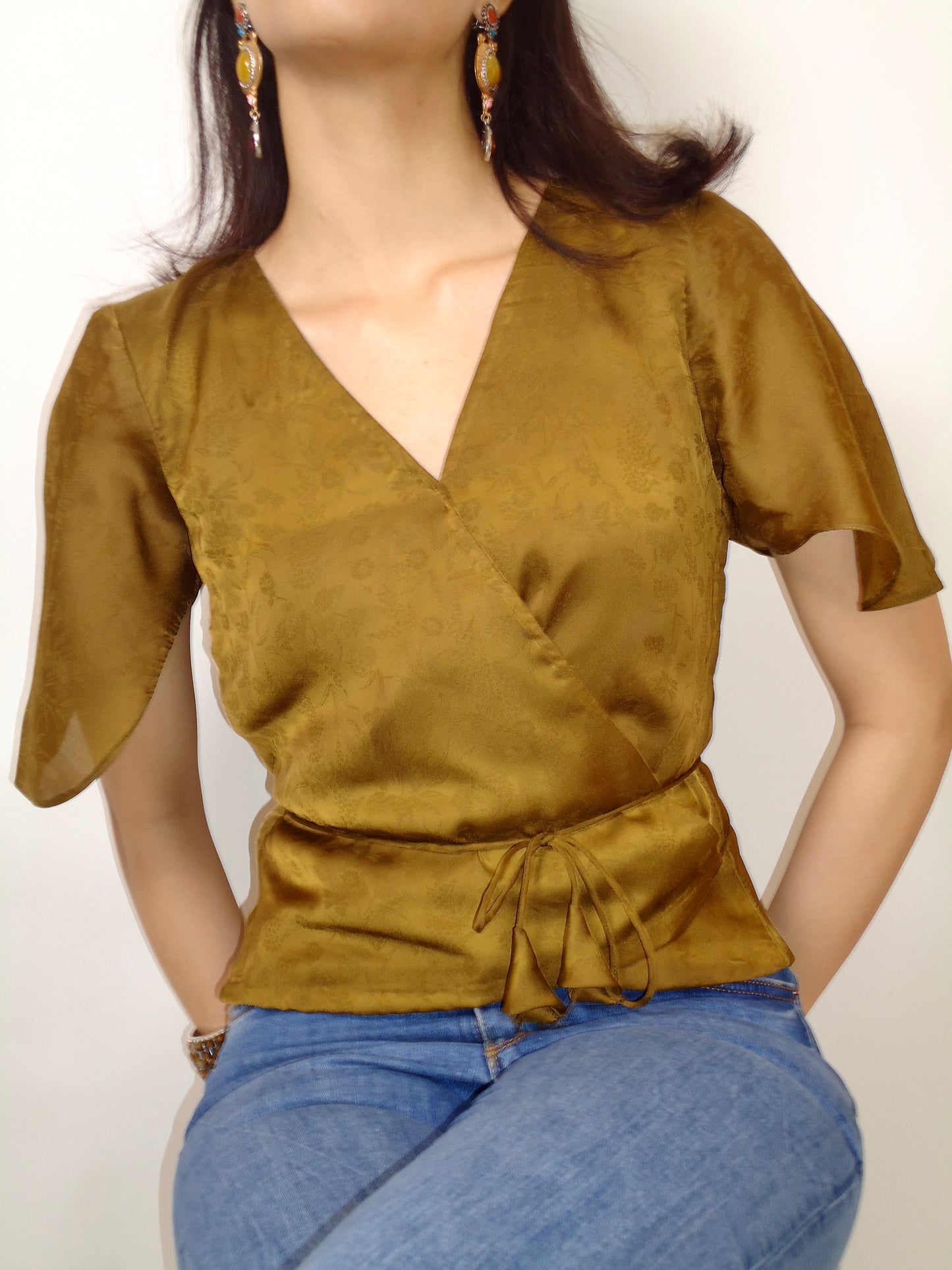 Olive Wrap Top