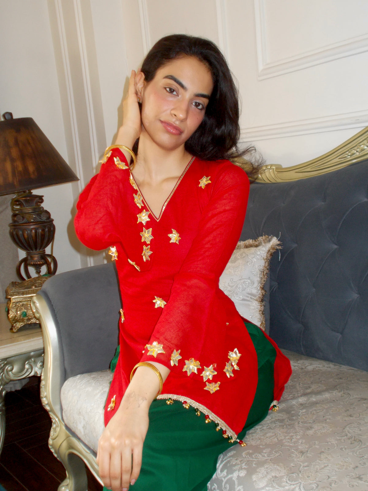 Shabnam Deep Red Corset Back Kurta