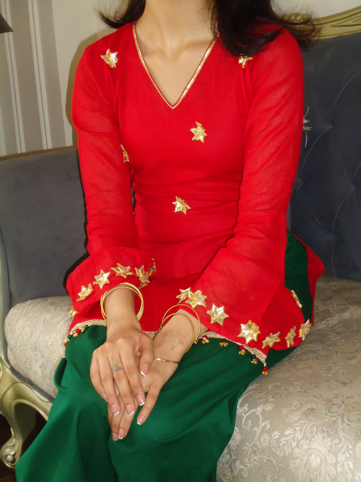Shabnam Deep Red Corset Back Kurta