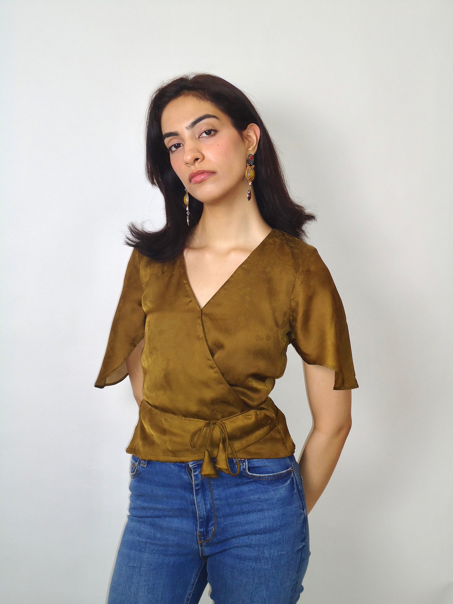 Olive Wrap Top
