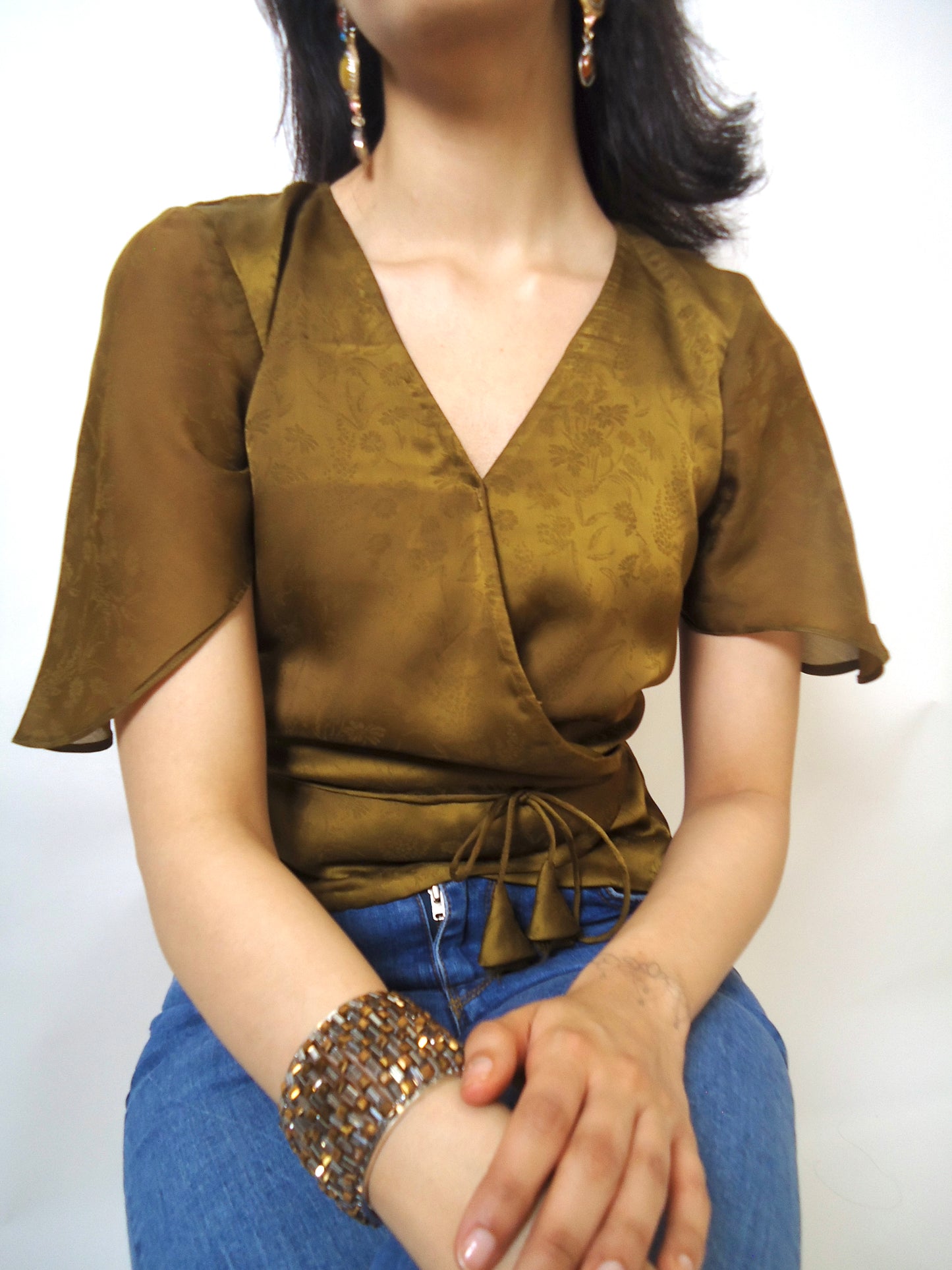 Olive Wrap Top