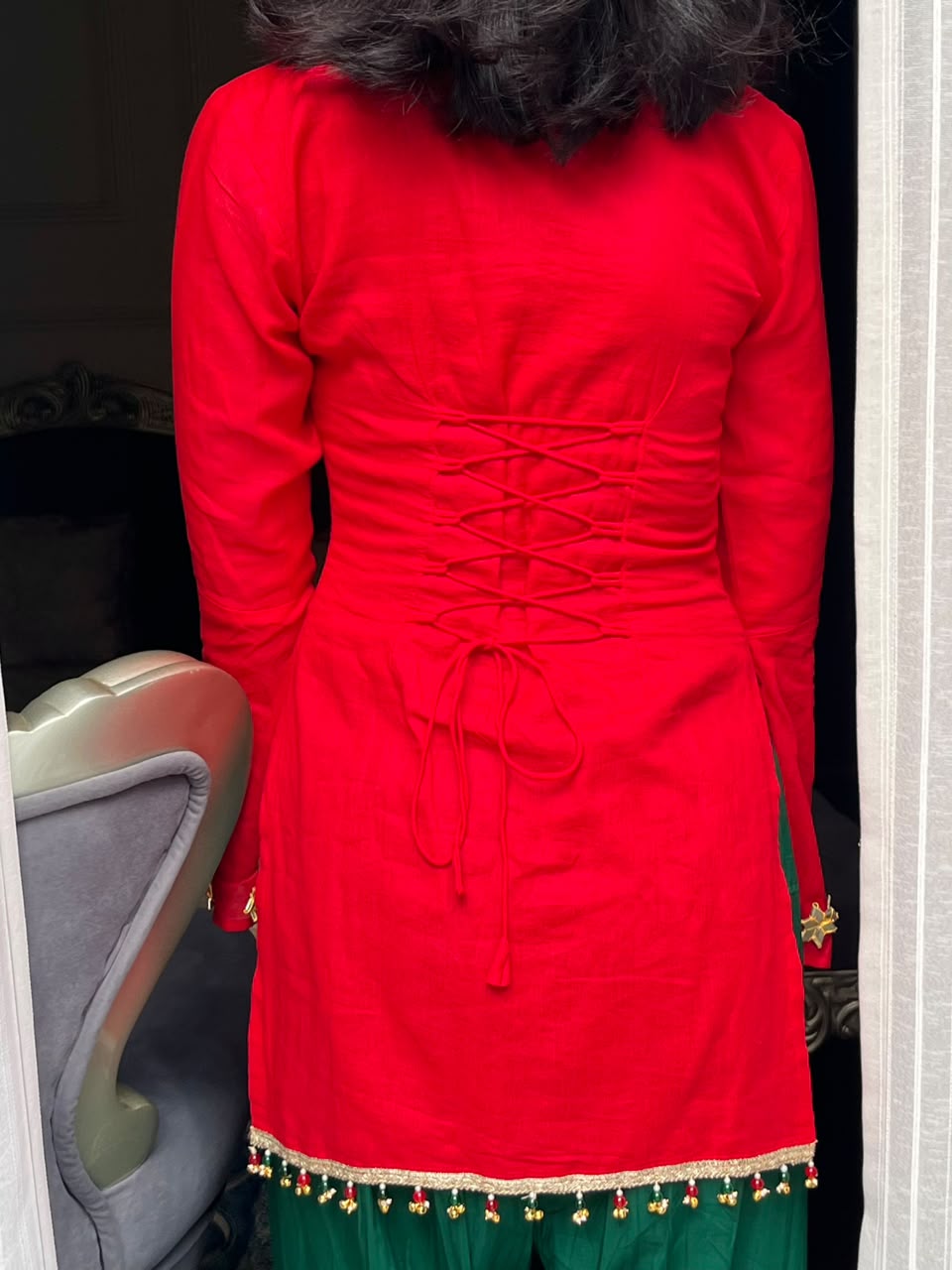 Shabnam Deep Red Corset Back Kurta