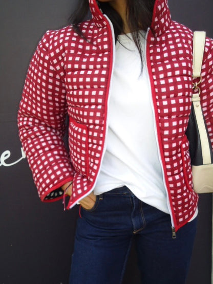 Berry Gingham – Reversible Puffer Jacket