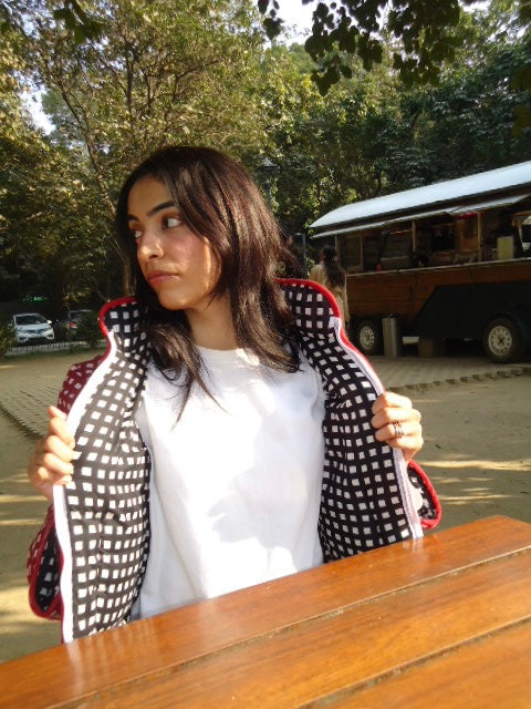 Berry Gingham – Reversible Puffer Jacket