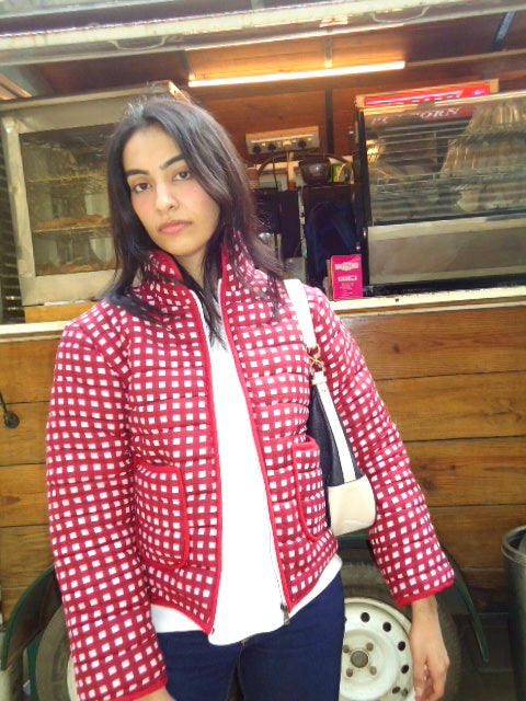 Berry Gingham – Reversible Puffer Jacket